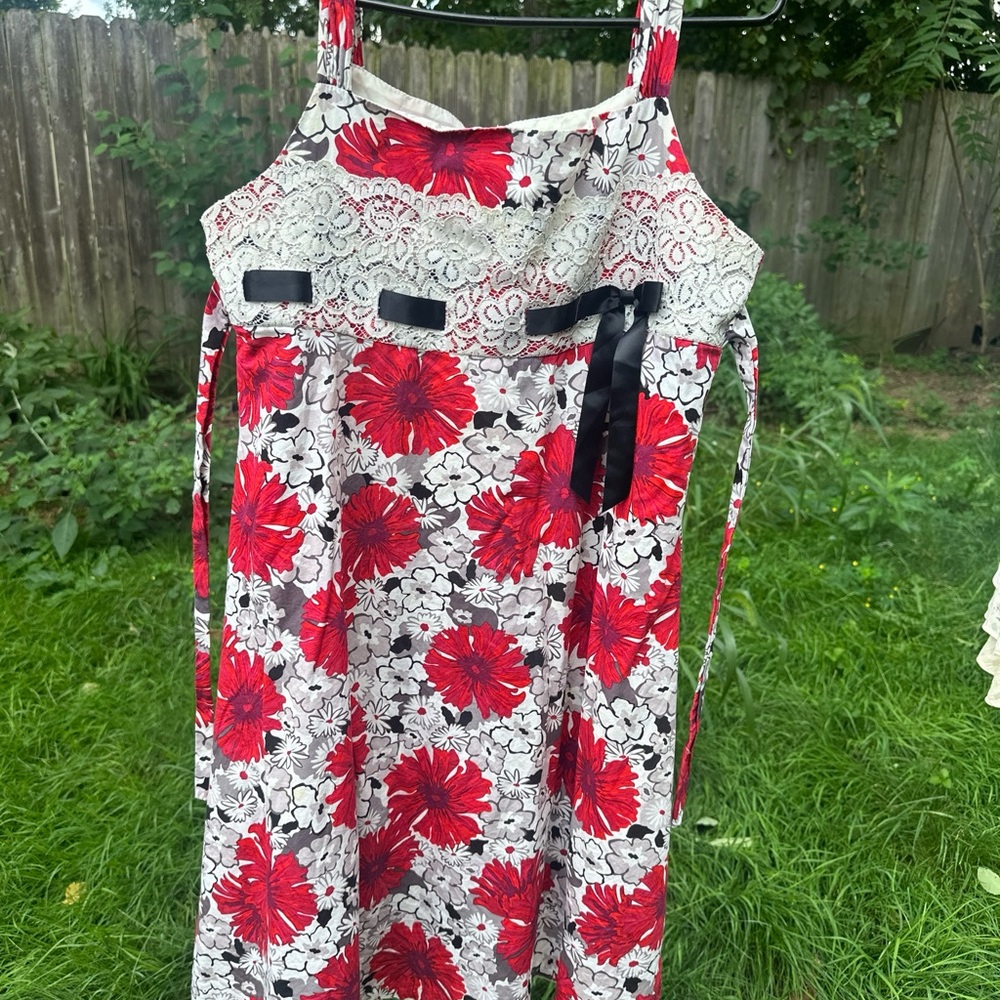 Floral Red and Black Dress